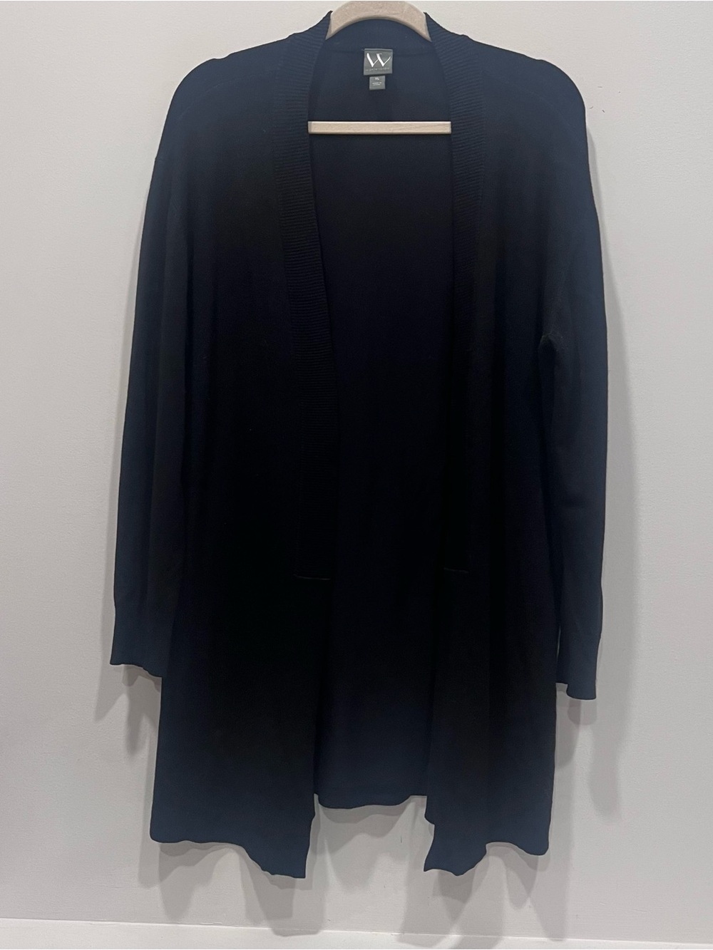 Worthington Black Open-Front Long Cardigan